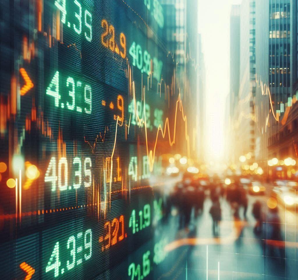 Stock market traders cheering at rising chart on screens