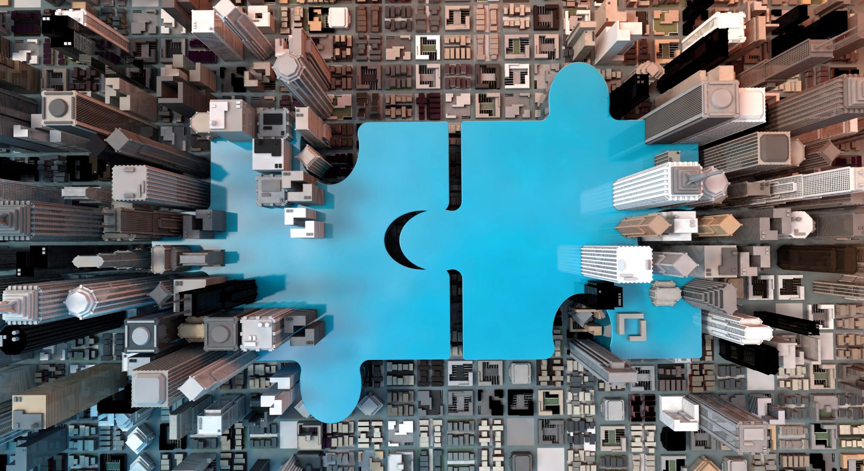 merger and acquisition concept, m&a company on puzzle pieces , 3d graphic