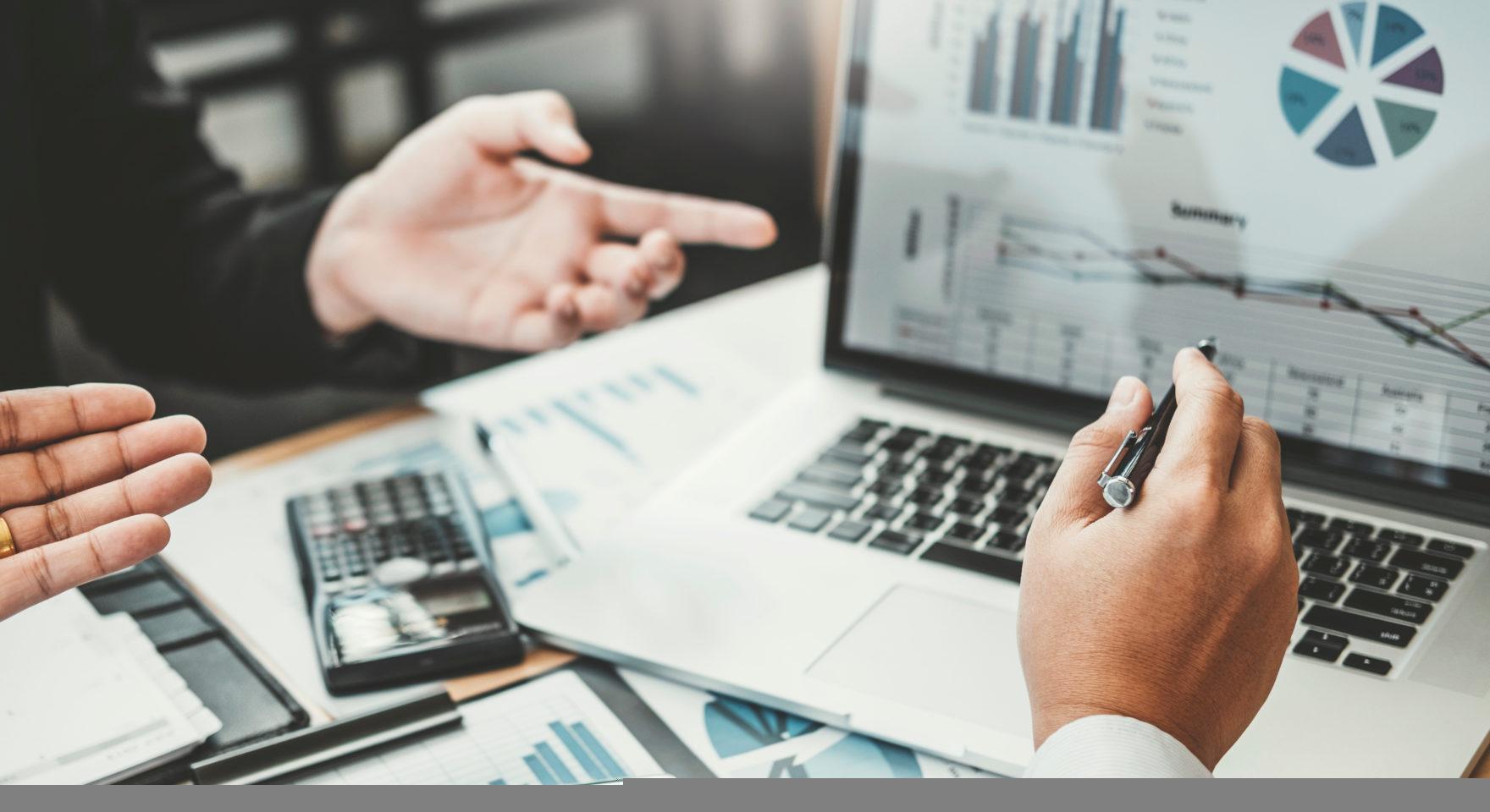 Business team brainstorming finance investment project